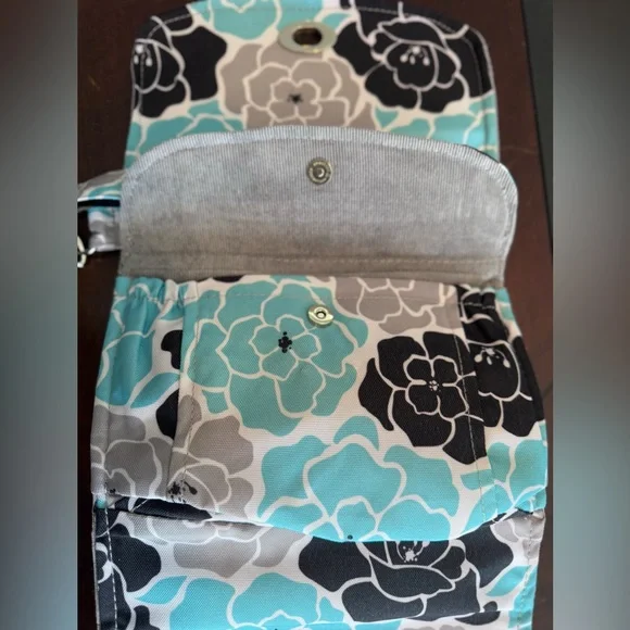 Lilly Bit Elegant Mini Baby Bag - Black, Aqua Diaper Clutch Adjustable Crossbody - Picture 4 of 12